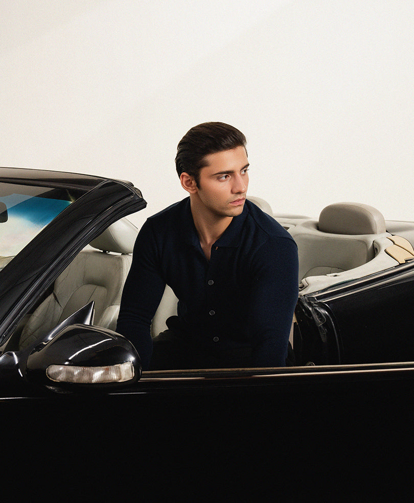 DK Navy Sweater Knit Cardigan POLO