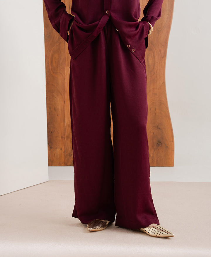 Maroon Textured Trouser (Women)