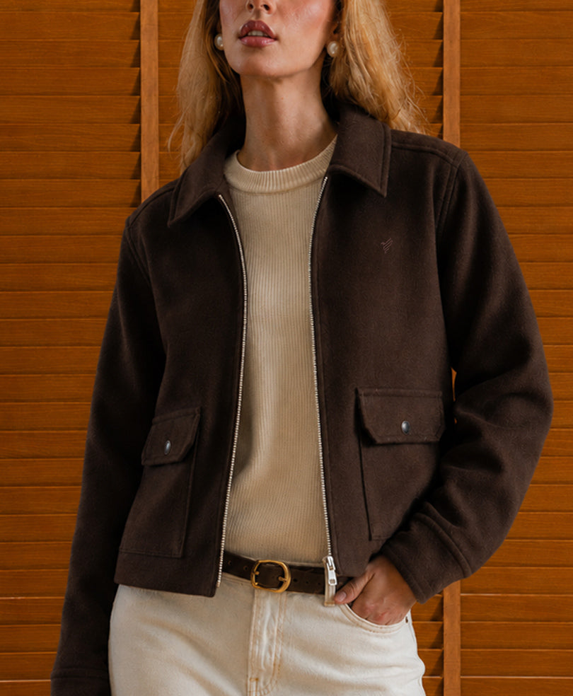 Chocolate Soft Zip Up Jacket (Women)