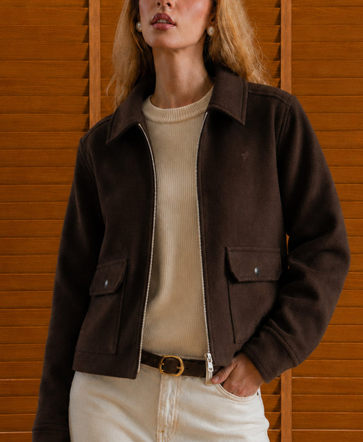 Chocolate Soft Zip Up Jacket (Women)