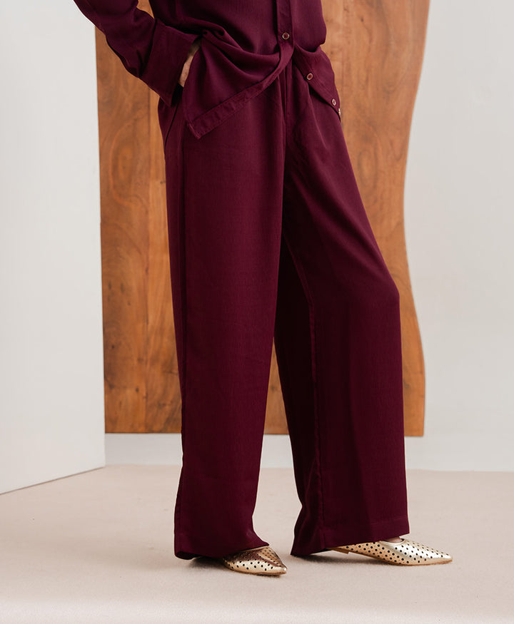 Maroon Textured Trouser (Women)