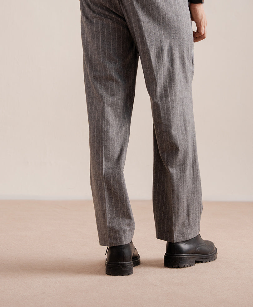 Grey Pinstripe Tailored Pants