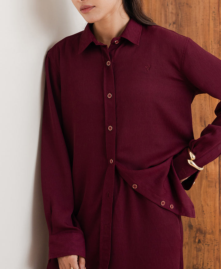 Maroon Textured Shirt (Women)