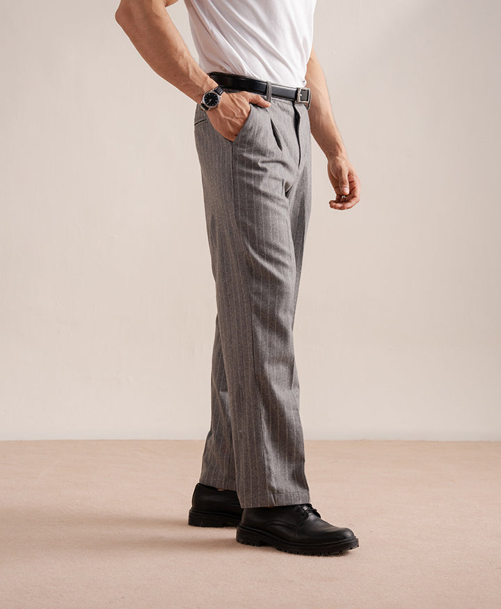 Grey Pinstripe Tailored Pants