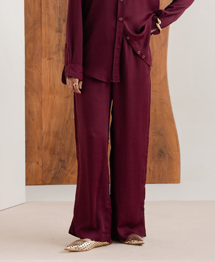Maroon Textured Trouser (Women)