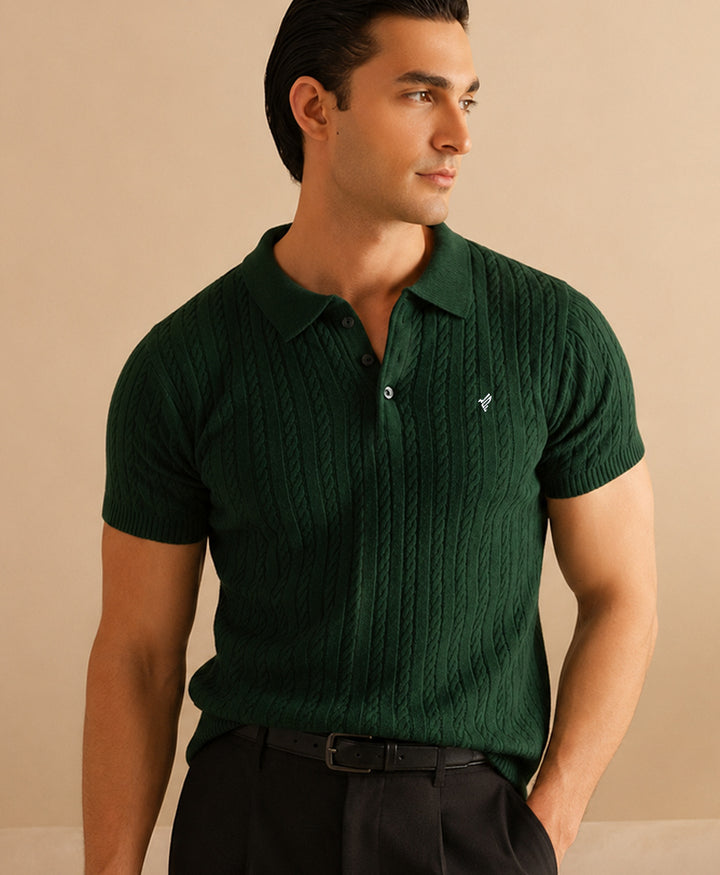 Emerald Green Cable Knit POLO