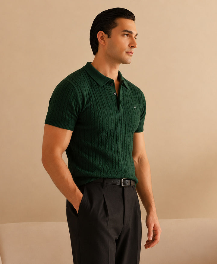 Emerald Green Cable Knit POLO