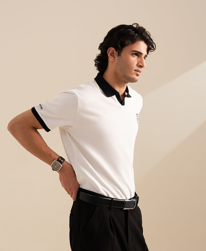 White Contrast Resort POLO