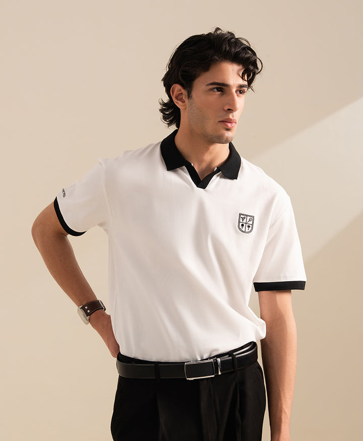 White Contrast Resort POLO
