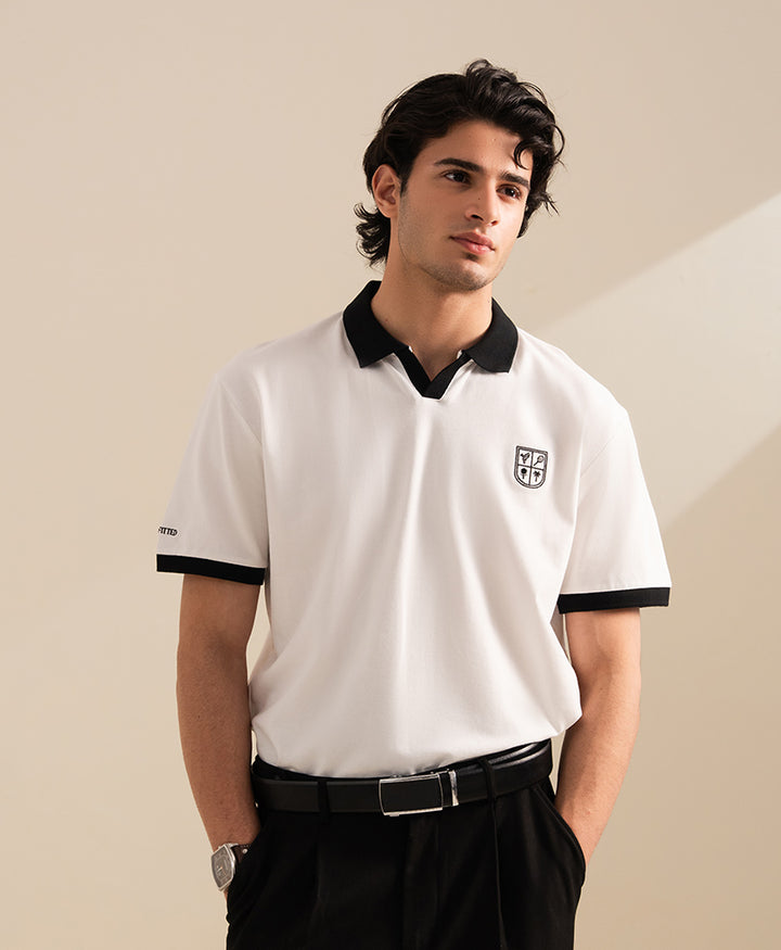 White Contrast Resort POLO