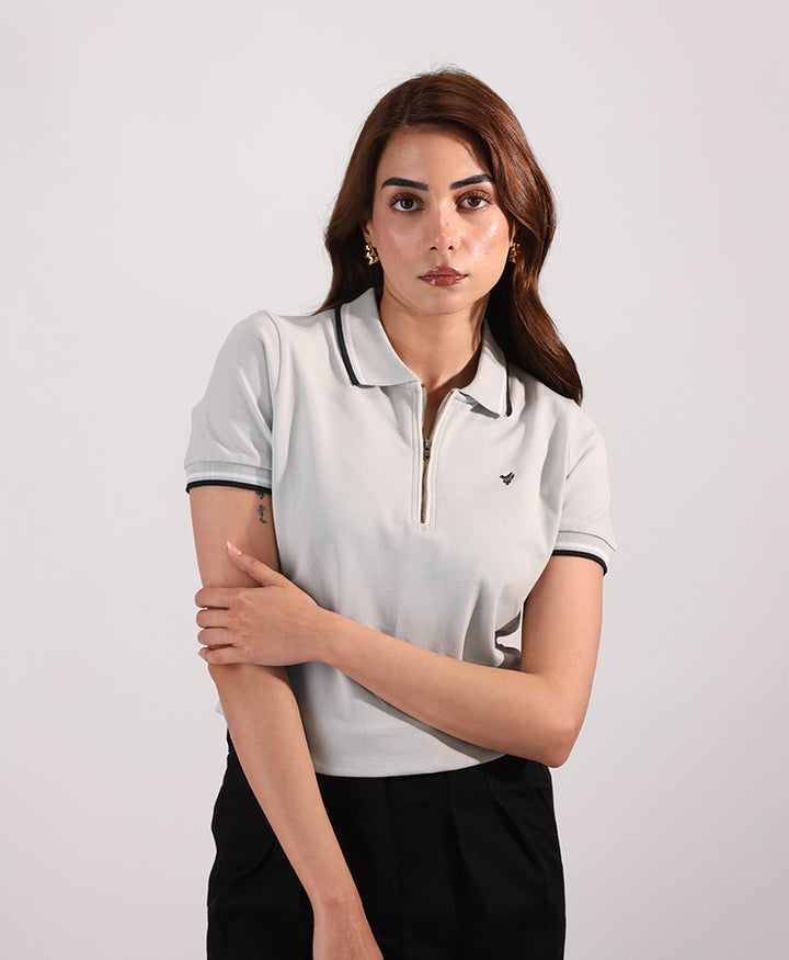 Dawn Blue Zip POLO (Women)