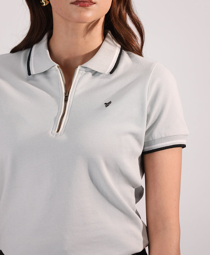 Dawn Blue Zip POLO (Women)