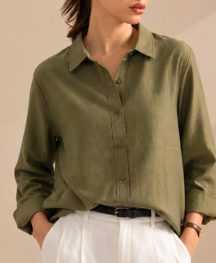 Olive Leisure Button Down Shirt (Women)