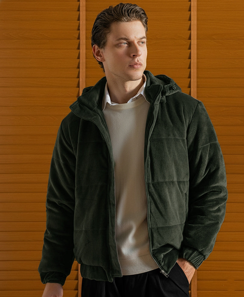 DK Olive Corduroy Puffer Jacket