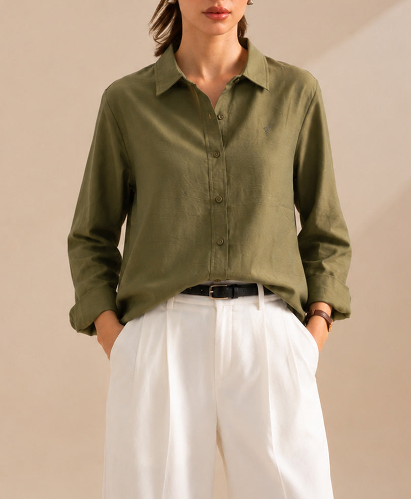 Olive Leisure Button Down Shirt (Women)