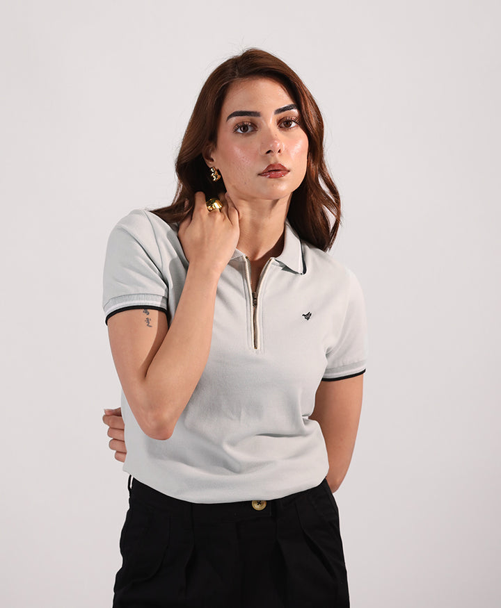 Dawn Blue Zip POLO (Women)