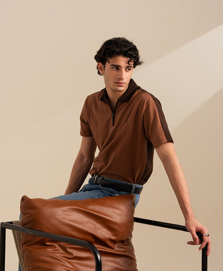 Mocha Brown Contrast POLO