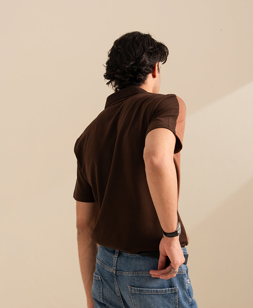 Mocha Brown Contrast POLO