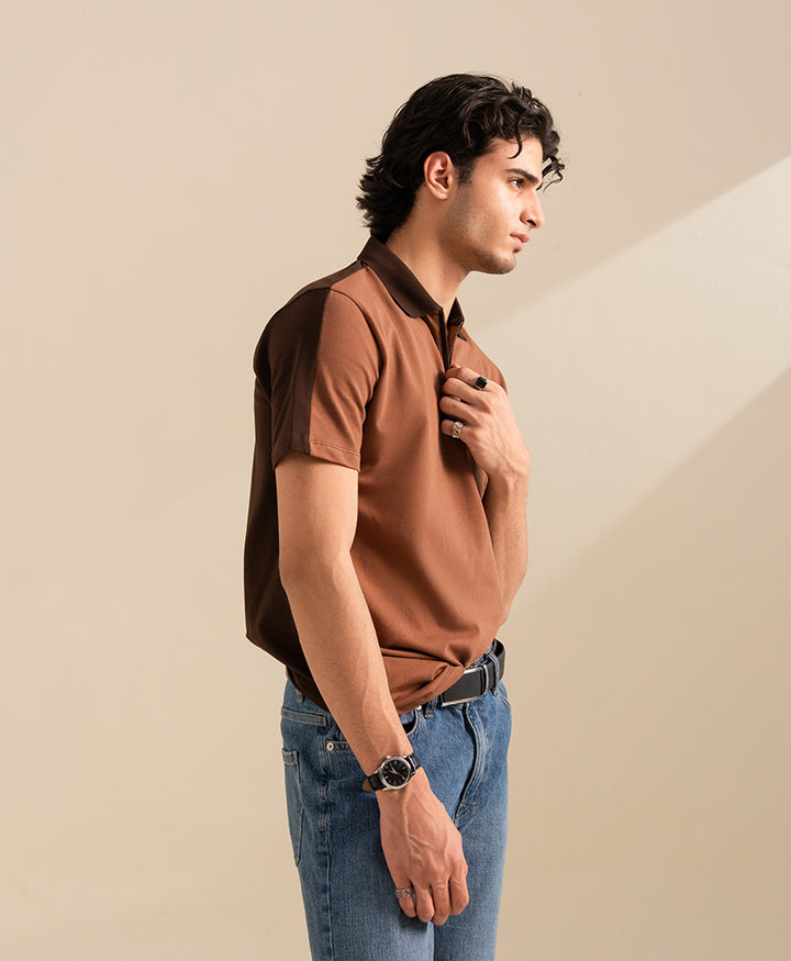 Mocha Brown Contrast POLO