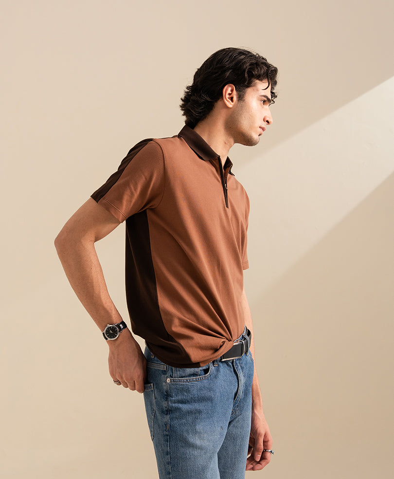 Mocha Brown Contrast POLO