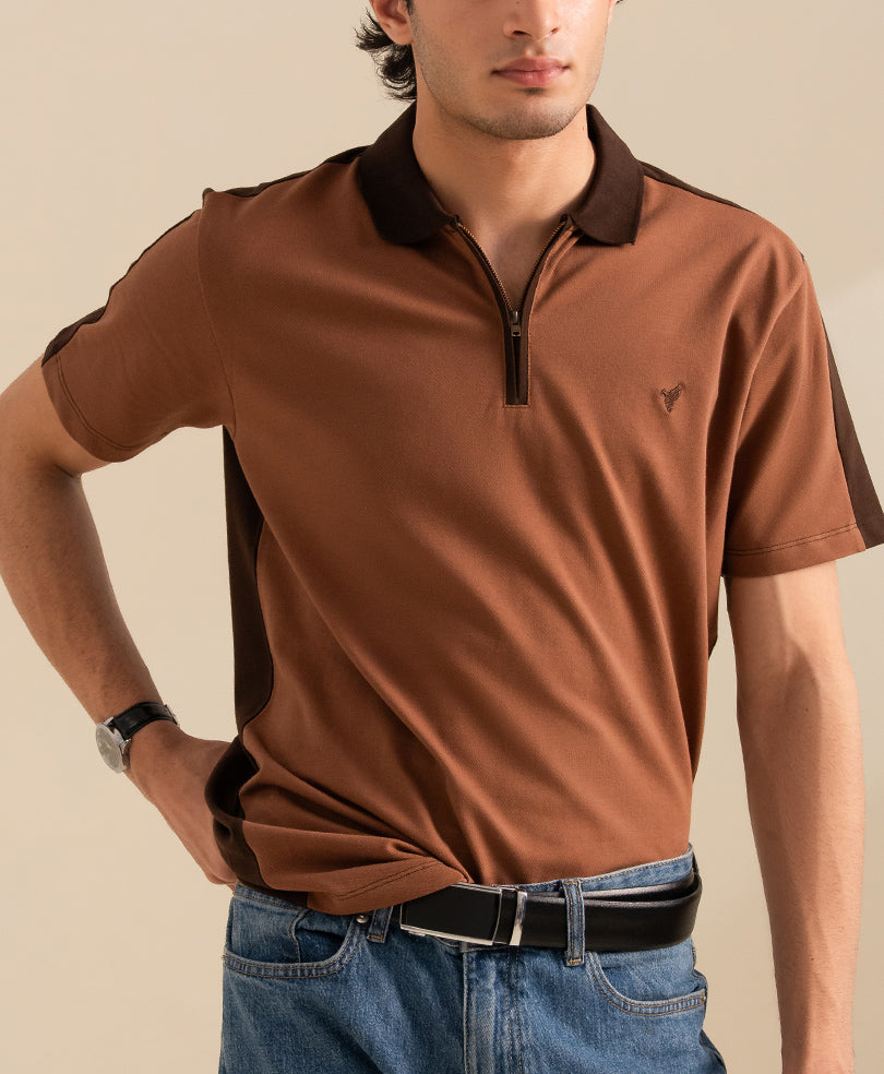 Mocha Brown Contrast POLO
