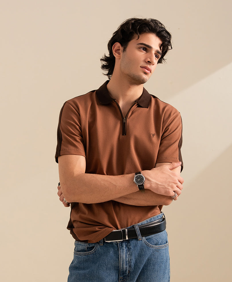 Mocha Brown Contrast POLO