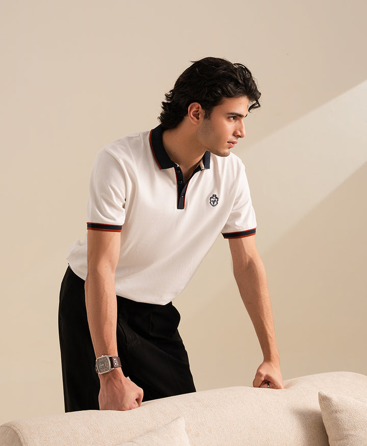 White Sports Tipped POLO