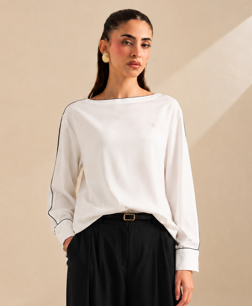 Riviera Contrast Boatneck Shirt (Women)