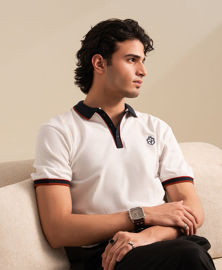 White Sports Tipped POLO