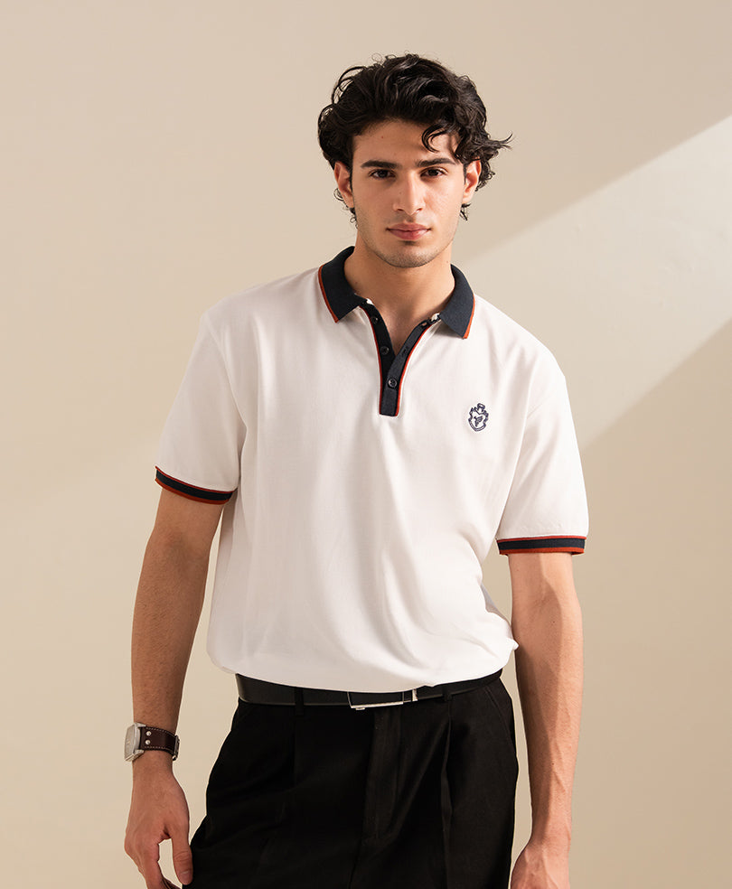 White Sports Tipped POLO