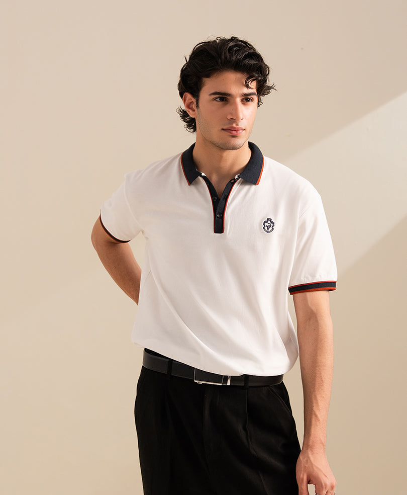 White Sports Tipped POLO