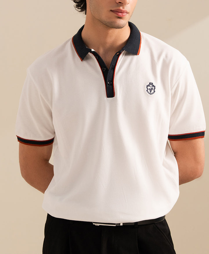 White Sports Tipped POLO
