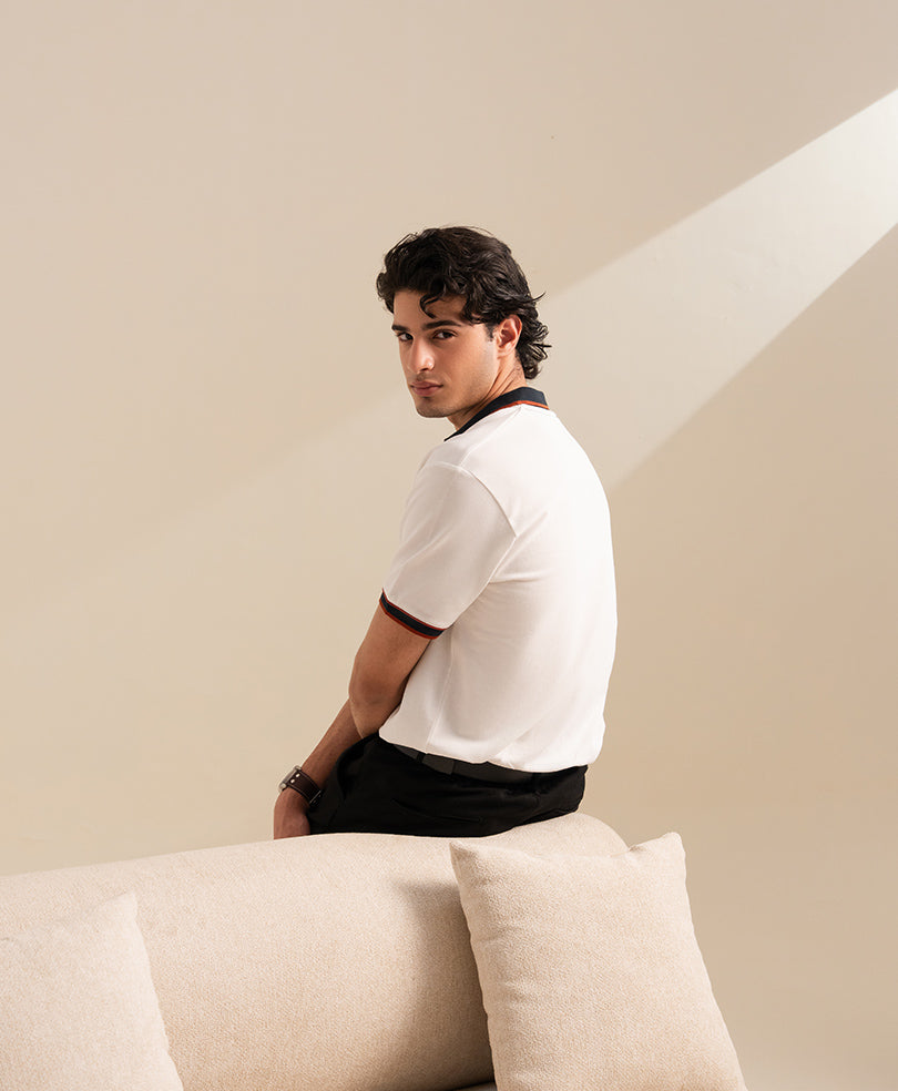 White Sports Tipped POLO