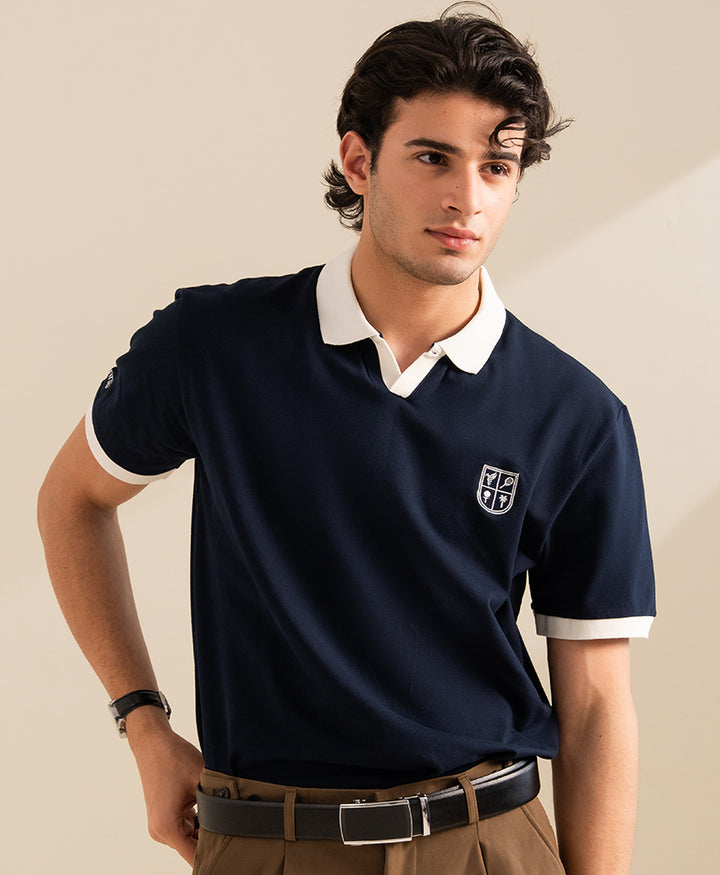Dk Navy Contrast Resort POLO