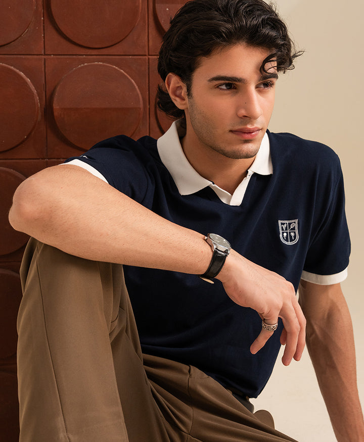 Dk Navy Contrast Resort POLO