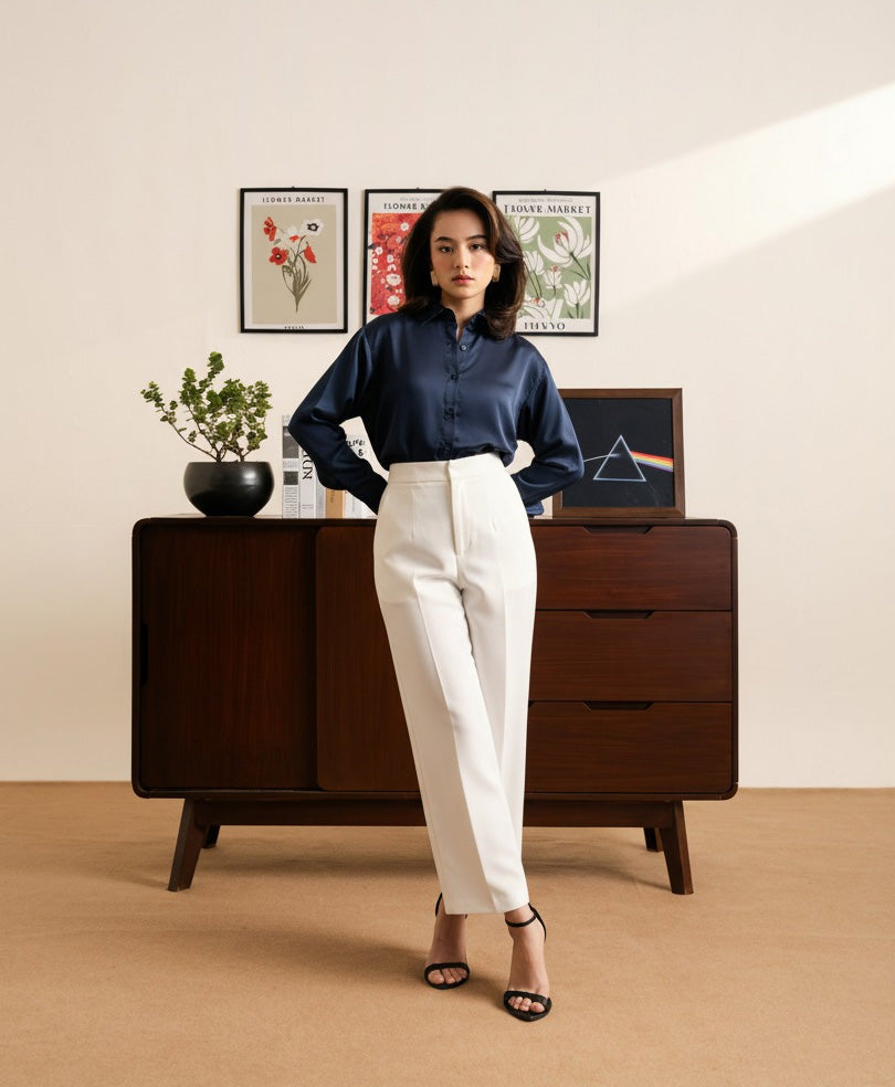 Navy Silk Shirt (Women)