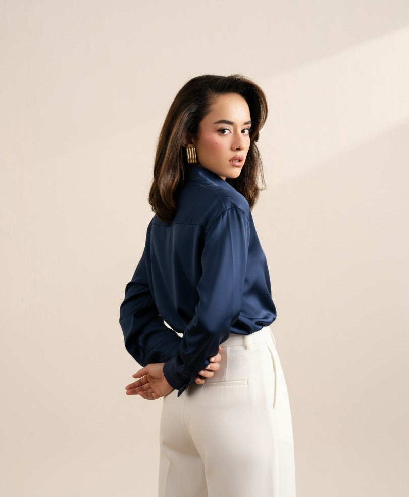 Navy Silk Shirt (Women)