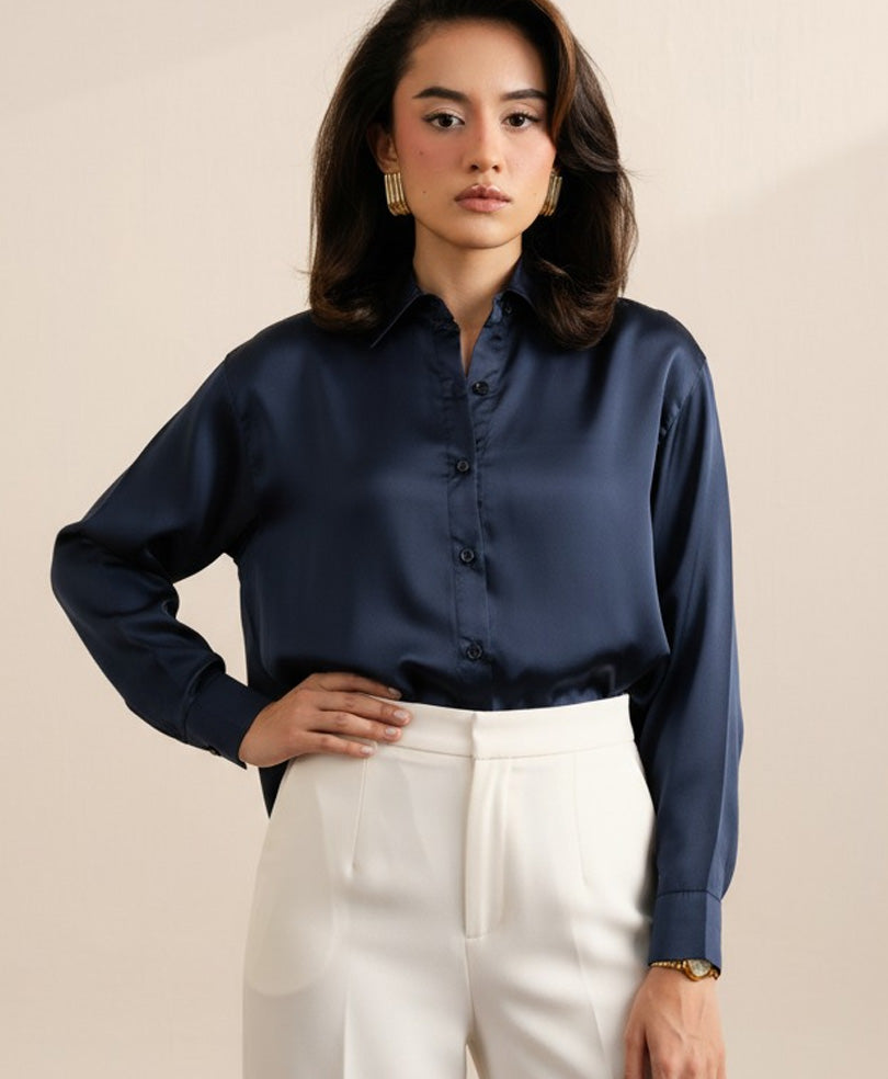 Navy Silk Shirt (Women)