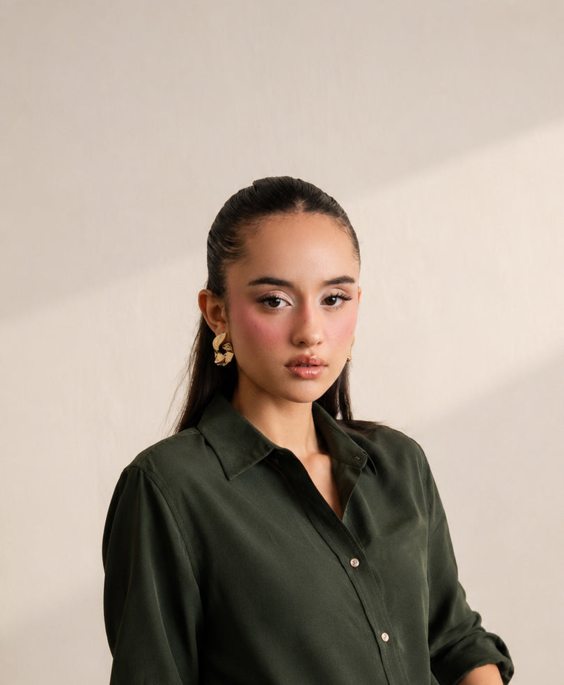 Olive Sleek Fitted Shirt (Women)