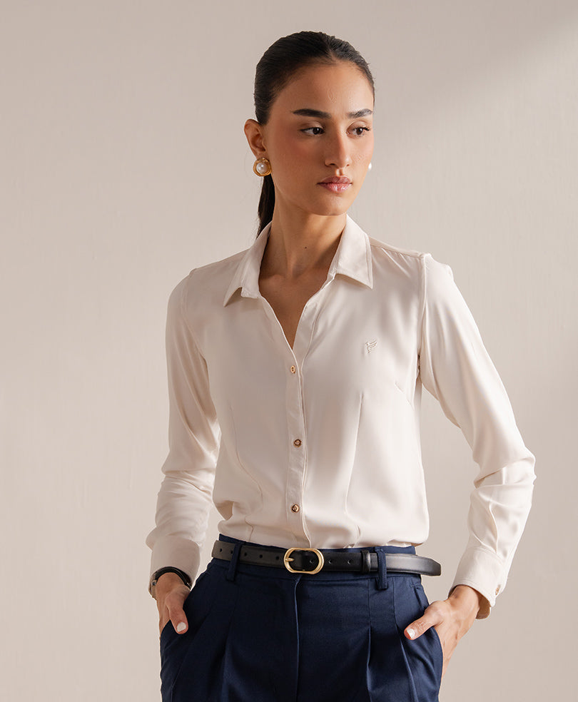 Ivory Sleek Fitted Shirt (Women)