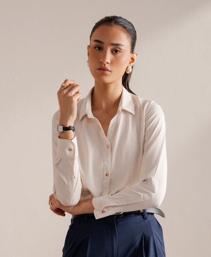 Ivory Sleek Fitted Shirt (Women)