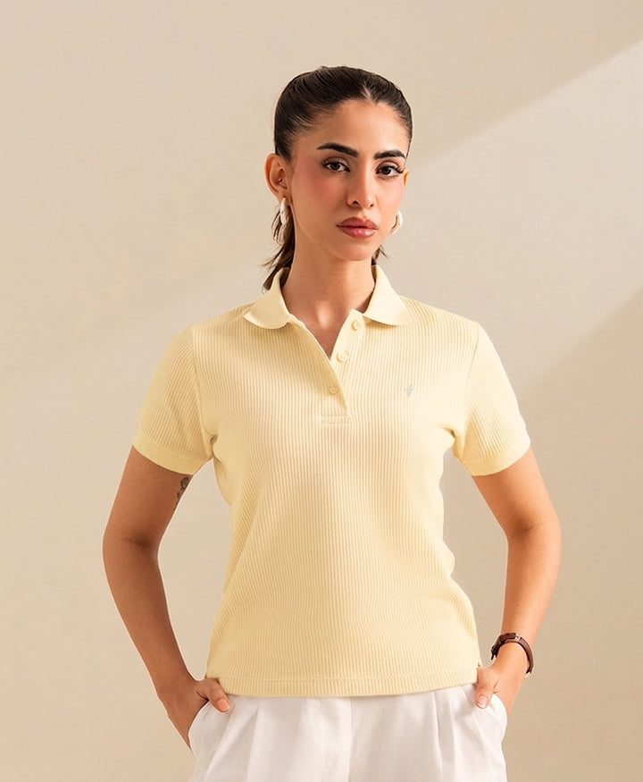 Butter Yellow Waffle POLO (Women)