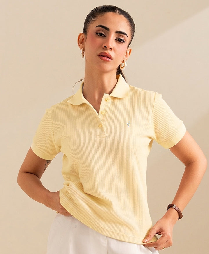 Butter Yellow Waffle POLO (Women)