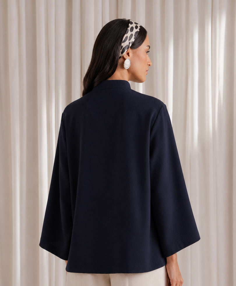 Navy Mandarin Shirt (Women)
