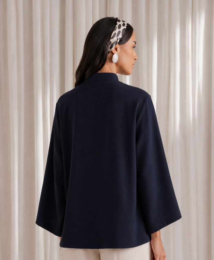 Navy Mandarin Shirt (Women)