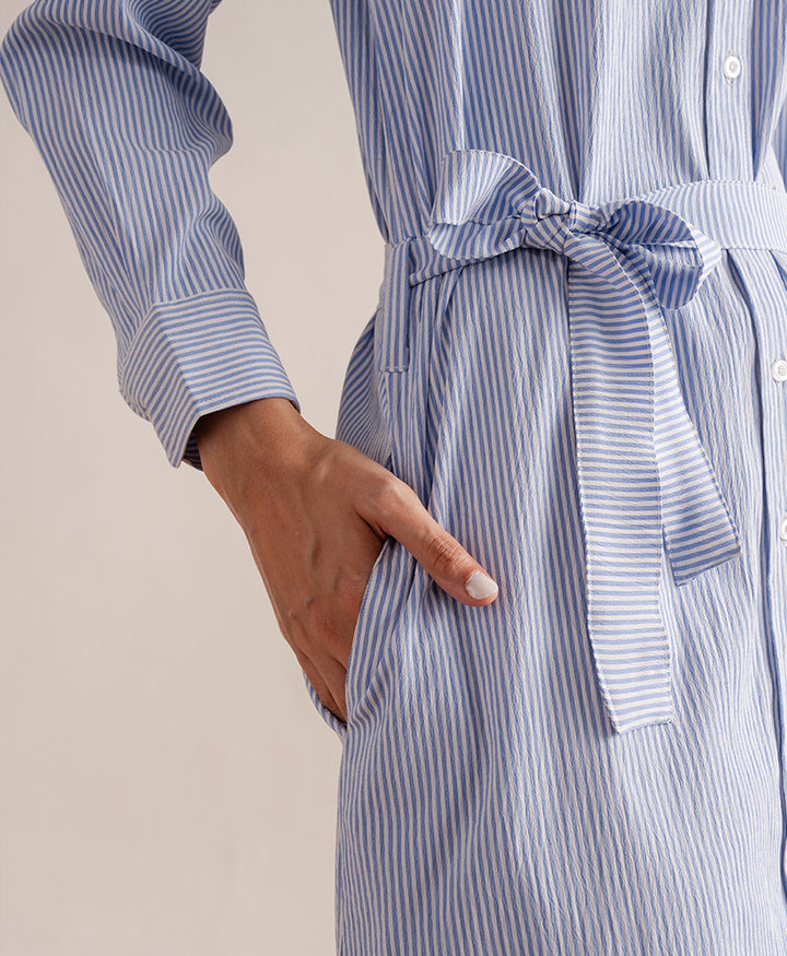Striped Belted Shirt Dress (Women)
