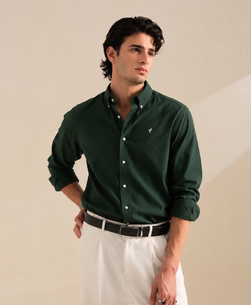 Dk Green Oxford Shirt (Slim / Modern Fit)