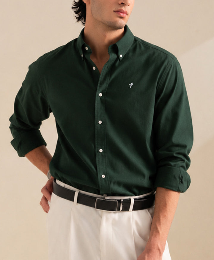 Dk Green Oxford Shirt (Slim / Modern Fit)