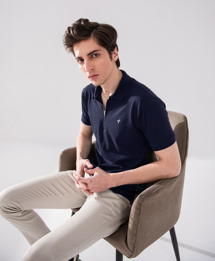 Navy Basic Zip POLO