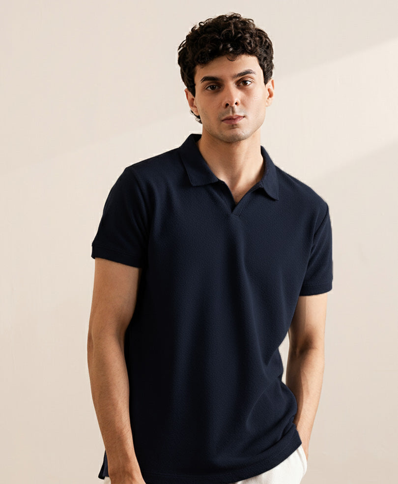 Navy Waffle Revere POLO